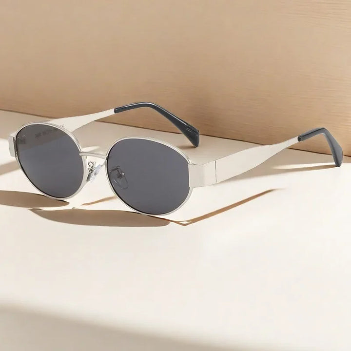 Slim Oval Metal UV400 Sunglasses for Women