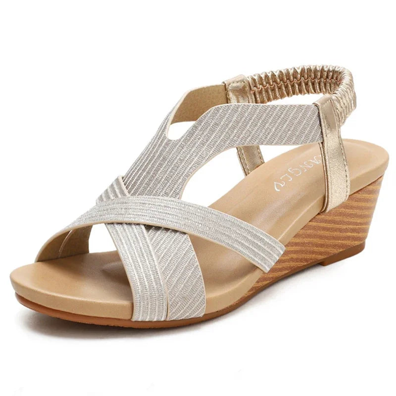 Octavia – Elastic Wedge Sandals