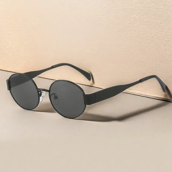 Slim Oval Metal UV400 Sunglasses for Women