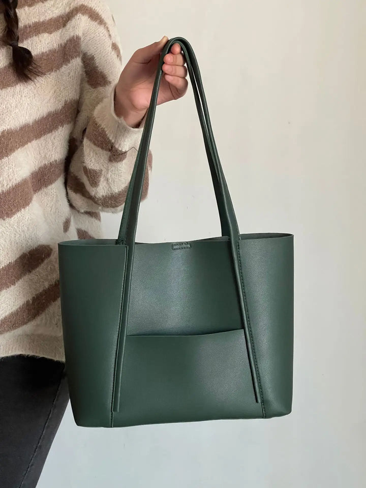 Women's Leather Top Handle Tote Bag - Simple Chic Large Capacity