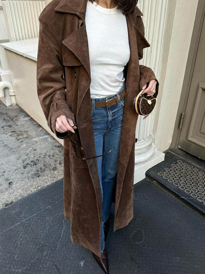 Long classic trench coat for women