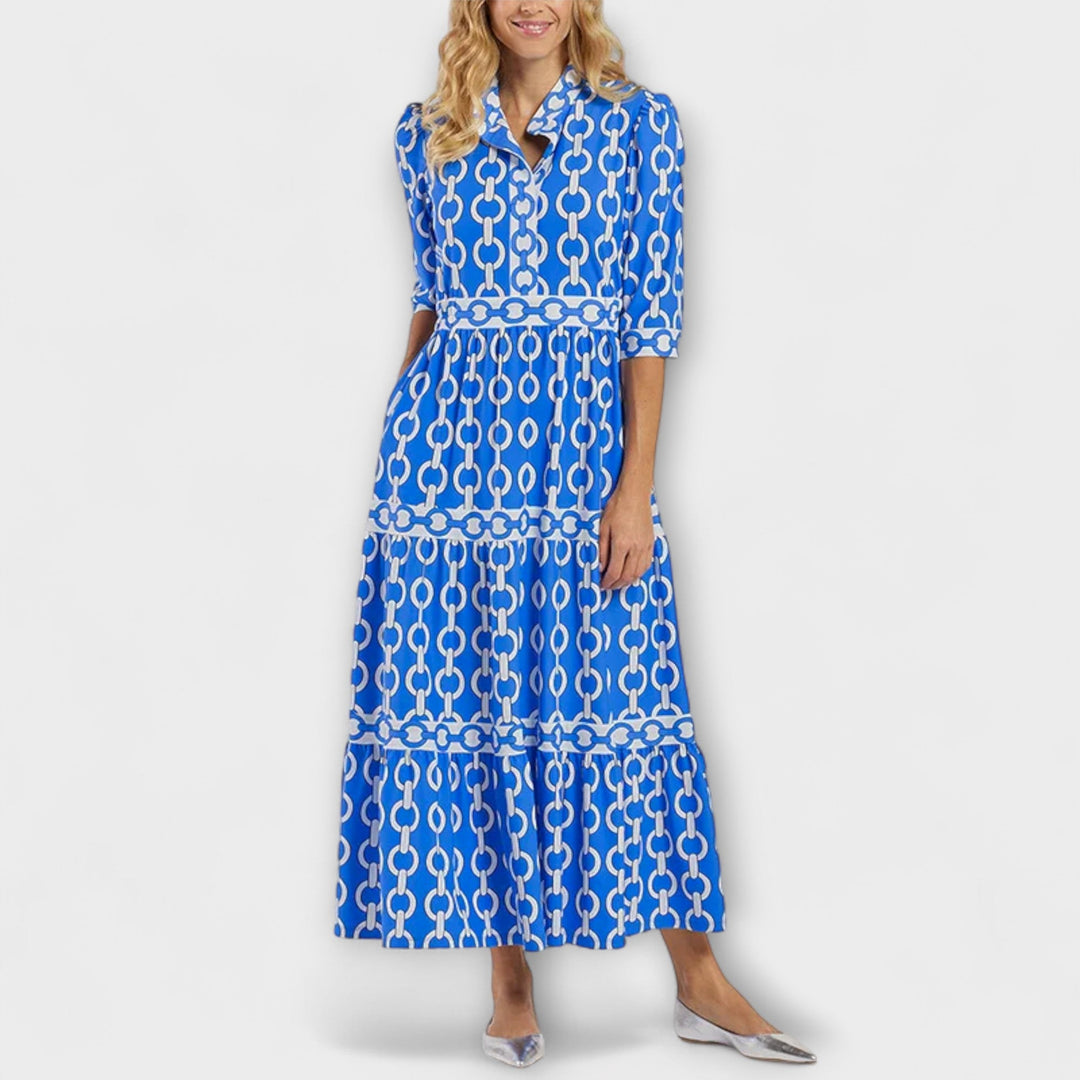 ALICE | Flowy Midi Dress with Elegant Collar