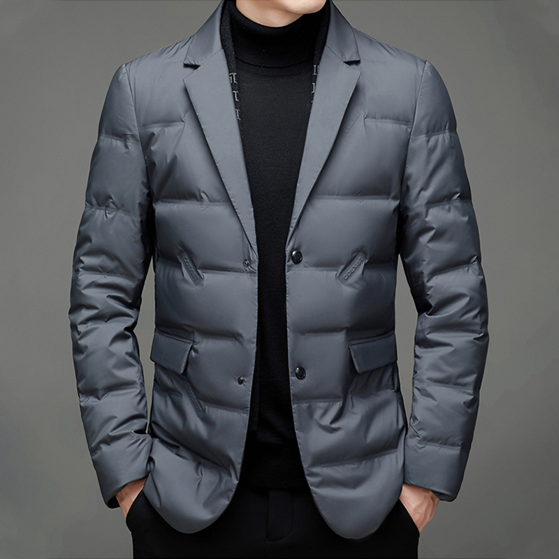 Men’s Puffer Blazer Jacket – Tailored Fit – Quilted Insulation – Water-Resistant – Notched Lapels
