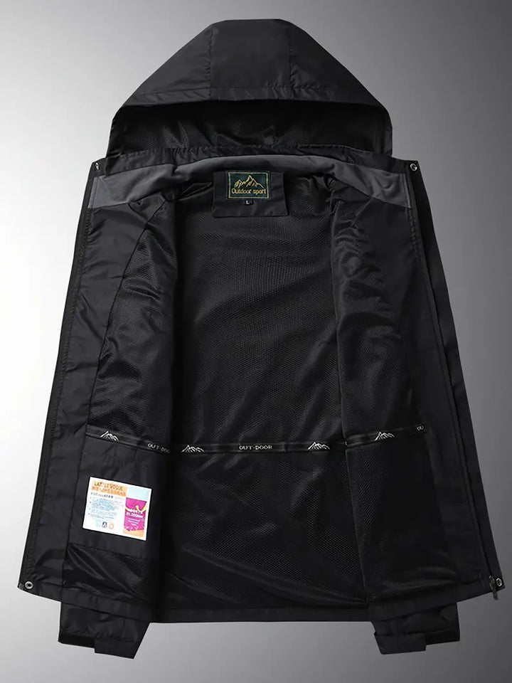 Men's Outdoor Jacket - Waterproof & Windproof - Hooded - Multi-Pocket - Full Zip