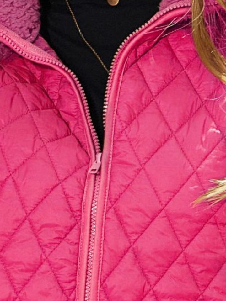 Women's Quilted Jacket - Sherpa Lined - Zip Closure - Warm & Stylish Outerwear