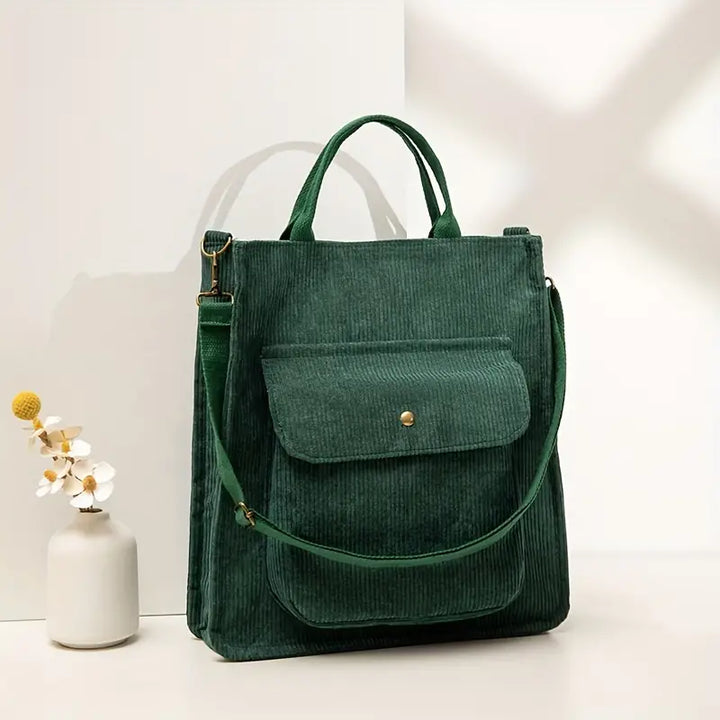 Women's Corduroy Shoulder Tote Bag - Stylish Spacious Versatile
