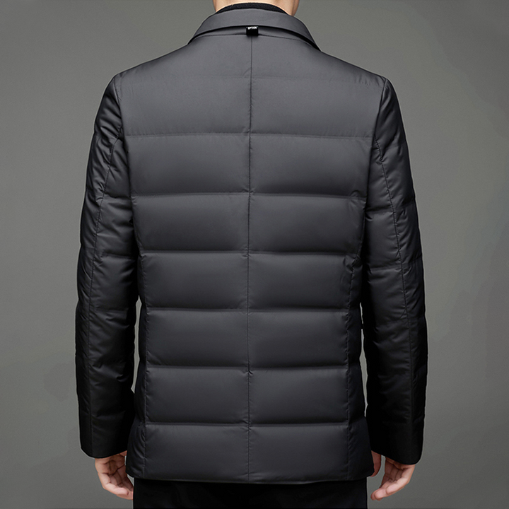 Men’s Puffer Blazer Jacket – Tailored Fit – Quilted Insulation – Water-Resistant – Notched Lapels