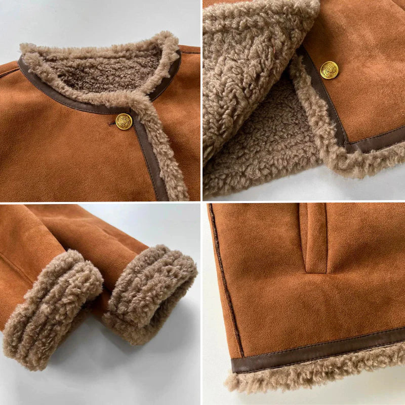Isabella  Shearling Button Jacket
