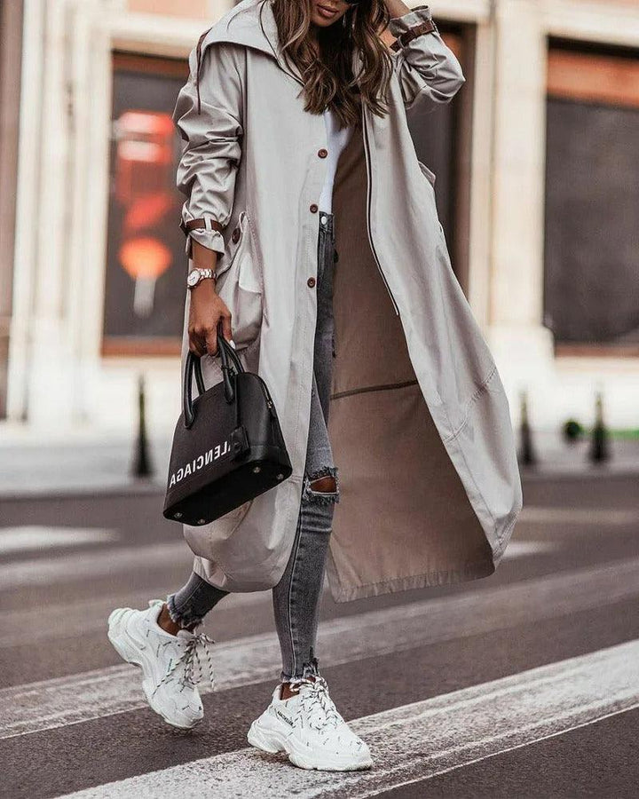 Elnara | Chic Long Waterproof Coat with Lightweight Design for Spring