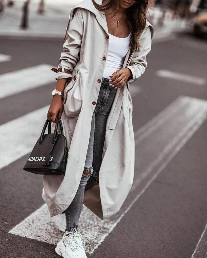 Elnara | Chic Long Waterproof Coat with Lightweight Design for Spring