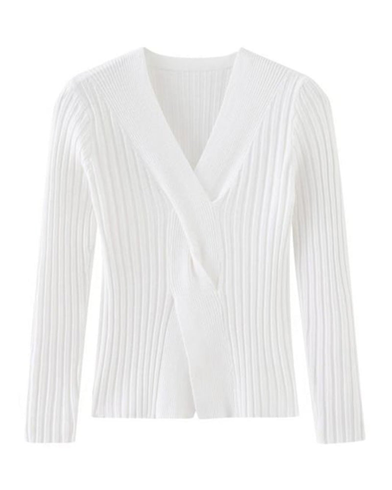 Fatima | Elegant Ribbed Wrap Sweater