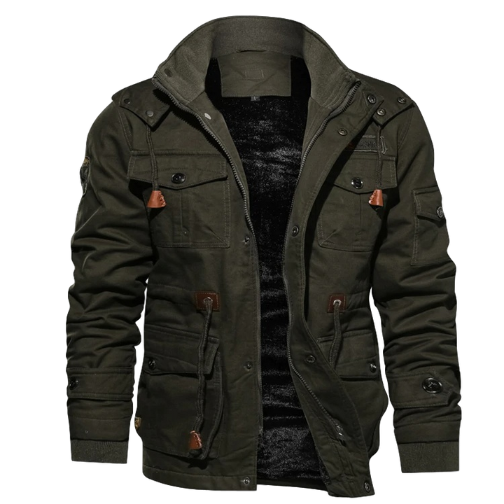 Men’s Jacket – Structured Fit – Breathable Blend – Utility Pockets – Weather Resistant