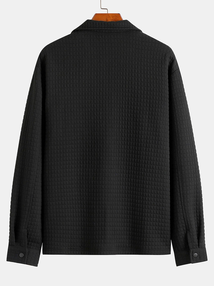 Men's quilted overshirt with jacquard pattern