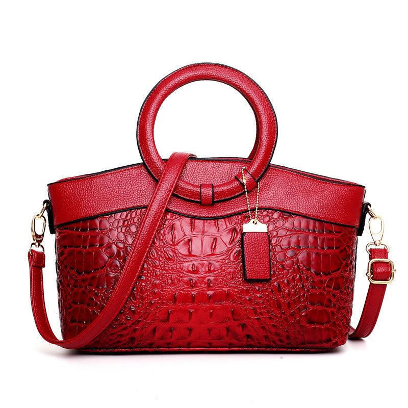Women's Luxury Crocodile Motif Handbag - Spacious & Secure