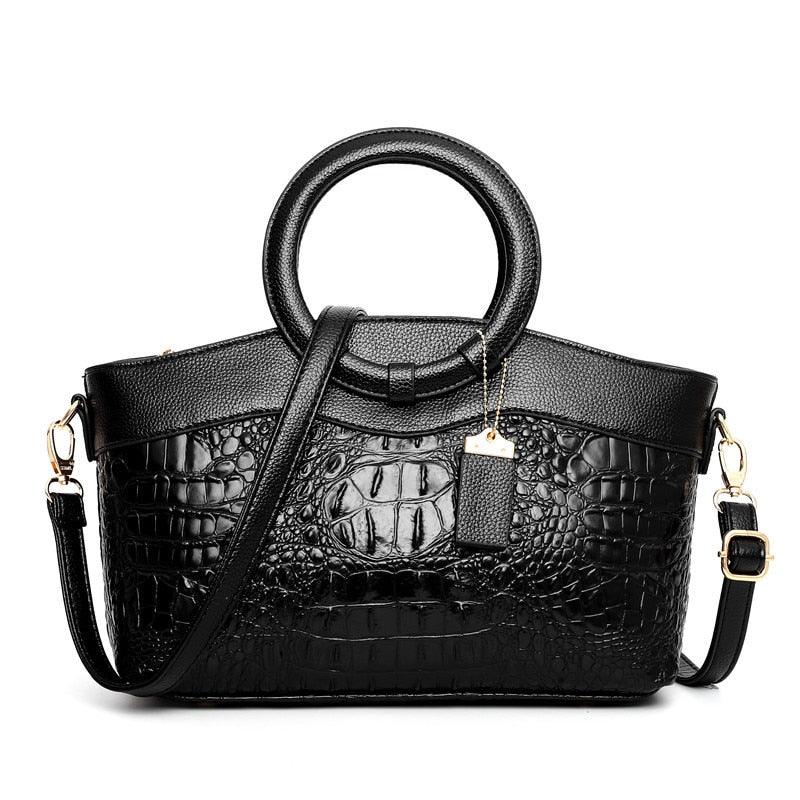 Women's Luxury Crocodile Motif Handbag - Spacious & Secure