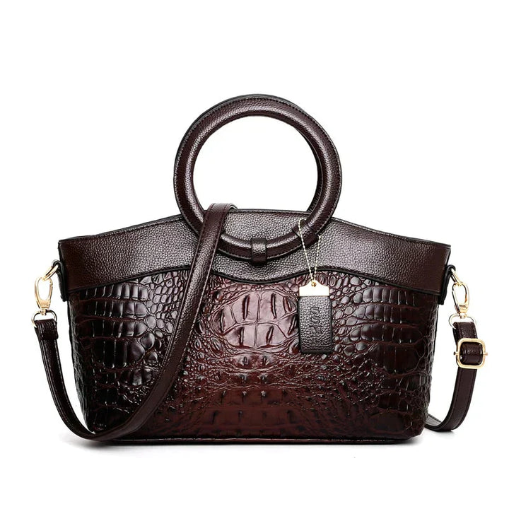 Women's Luxury Crocodile Motif Handbag - Spacious & Secure