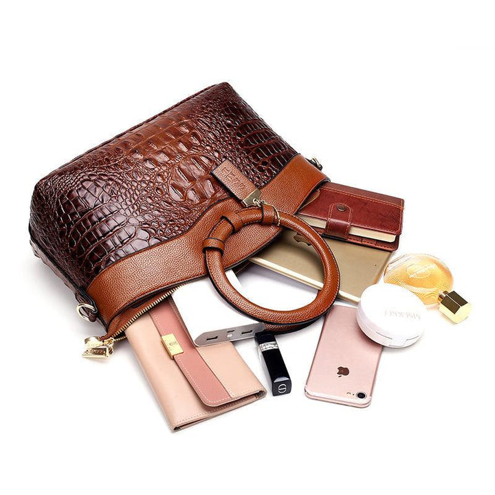 Women's Luxury Crocodile Motif Handbag - Spacious & Secure
