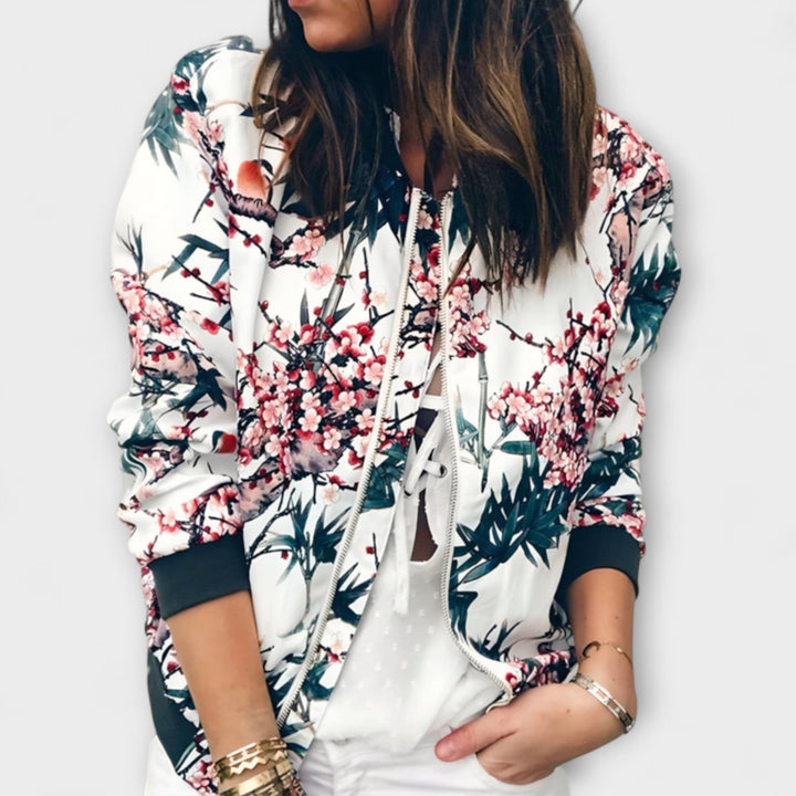 Katherine – Elegant floral-pattern bomber jacket