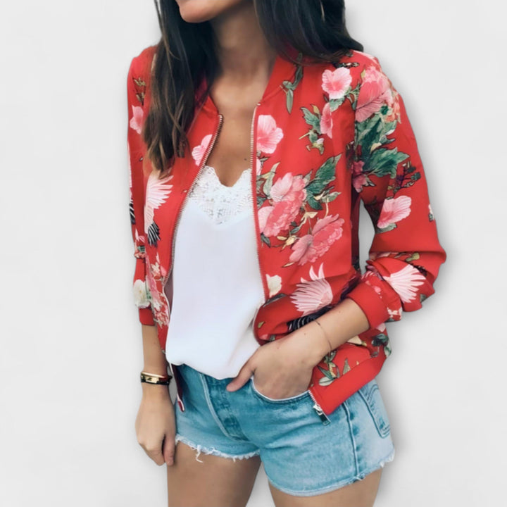 Katherine – Elegant floral-pattern bomber jacket