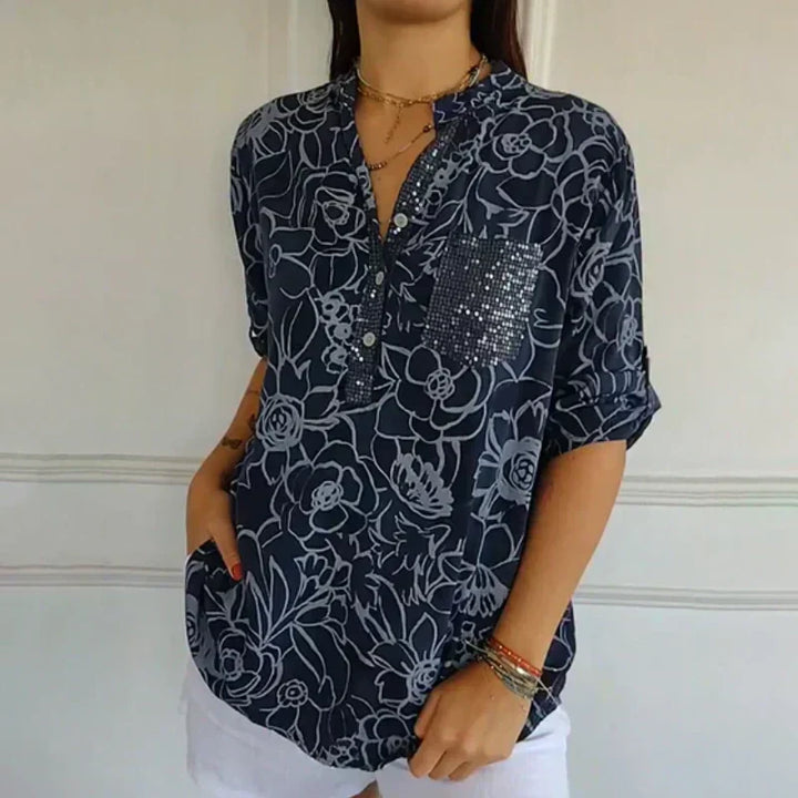 Nancy – Printed Button-Up Shirt