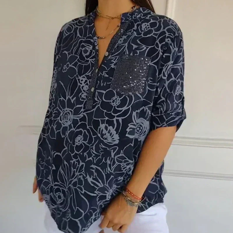 Nancy – Printed Button-Up Shirt