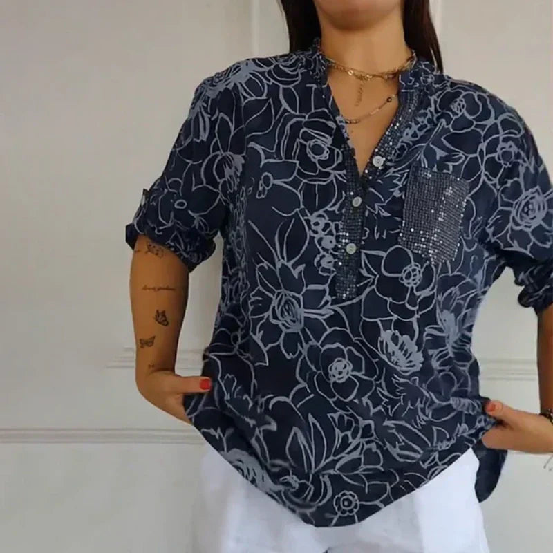 Nancy – Printed Button-Up Shirt