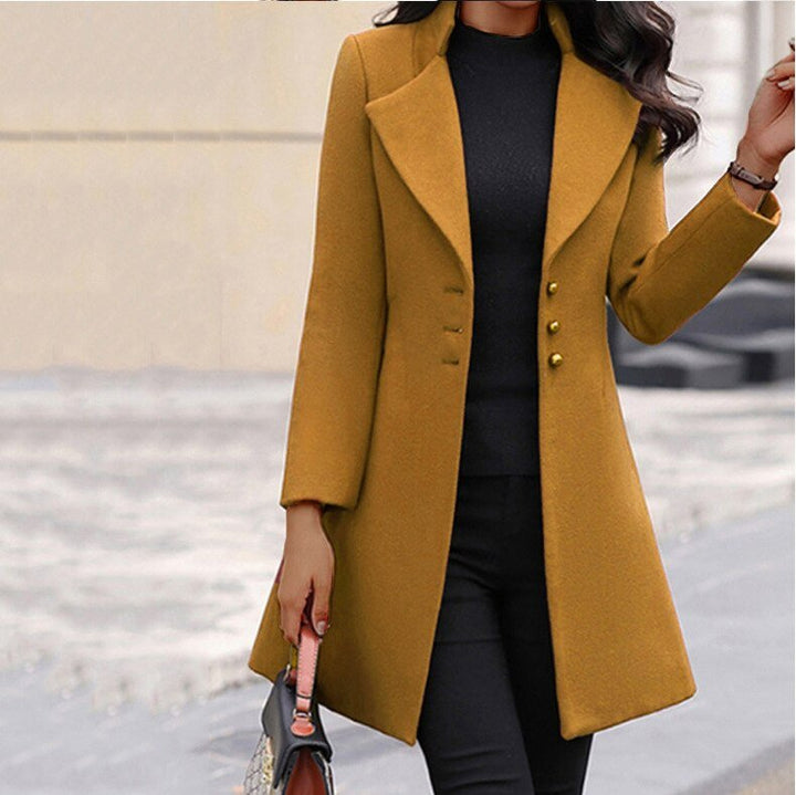 Women’s Tailored Coat – Slim Fit – Notched Lapel – Mid Length